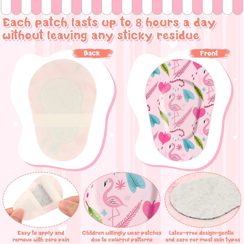 Jollidecor 135Pcs Eye Patches for Kids 15 Styles Adhesive Patches Bulk, Soft Breathable Amblyopia Lazy Eye Patches, Colorful Cute Cotton Adhesive Bandages 2.95x1.96 in Disposable Patches for Girls Toddler Adults - Image 4